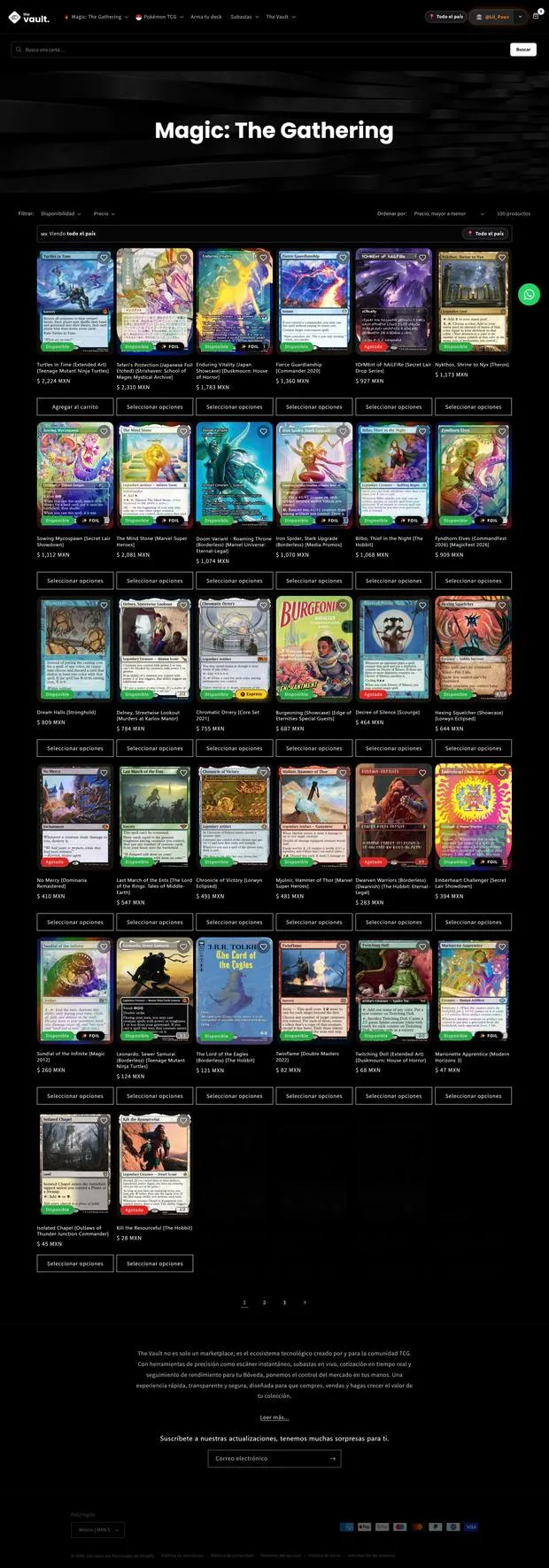 The previous storefront: one hero, then an unbroken grid of product cards down to the footer