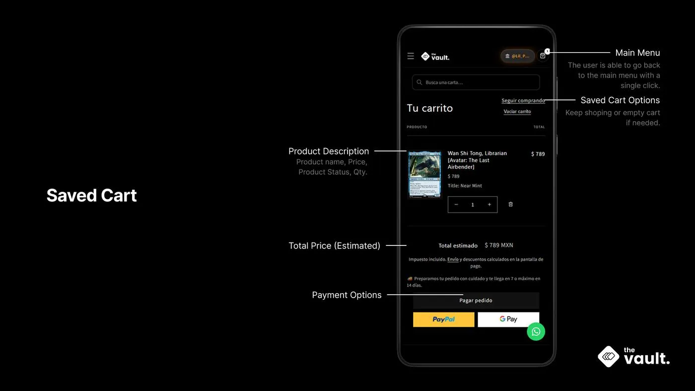 Desktop view of Mi Bóveda showing the portfolio dashboard, collection value, recent uploads, wishlist, orders and workspace tools in a shared navigation shell